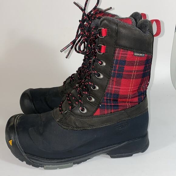 Keen Dry Snowden Black Red Plaid Lace Up Winter Weather Boot Lined - Picture 8 of 8